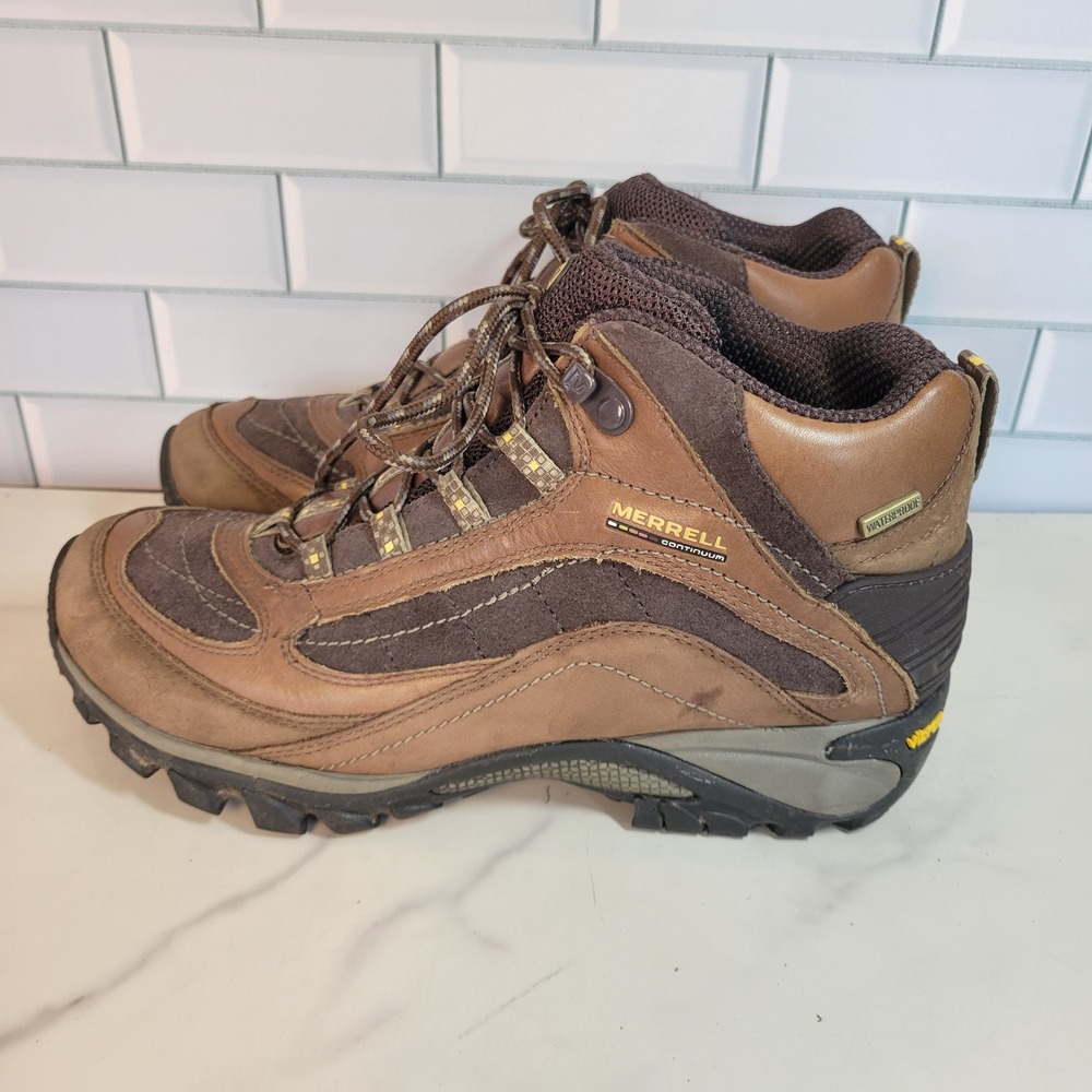 Merrell Siren Waterproof Hiking Boots Brown Leather Vibram Womens 9 J16038